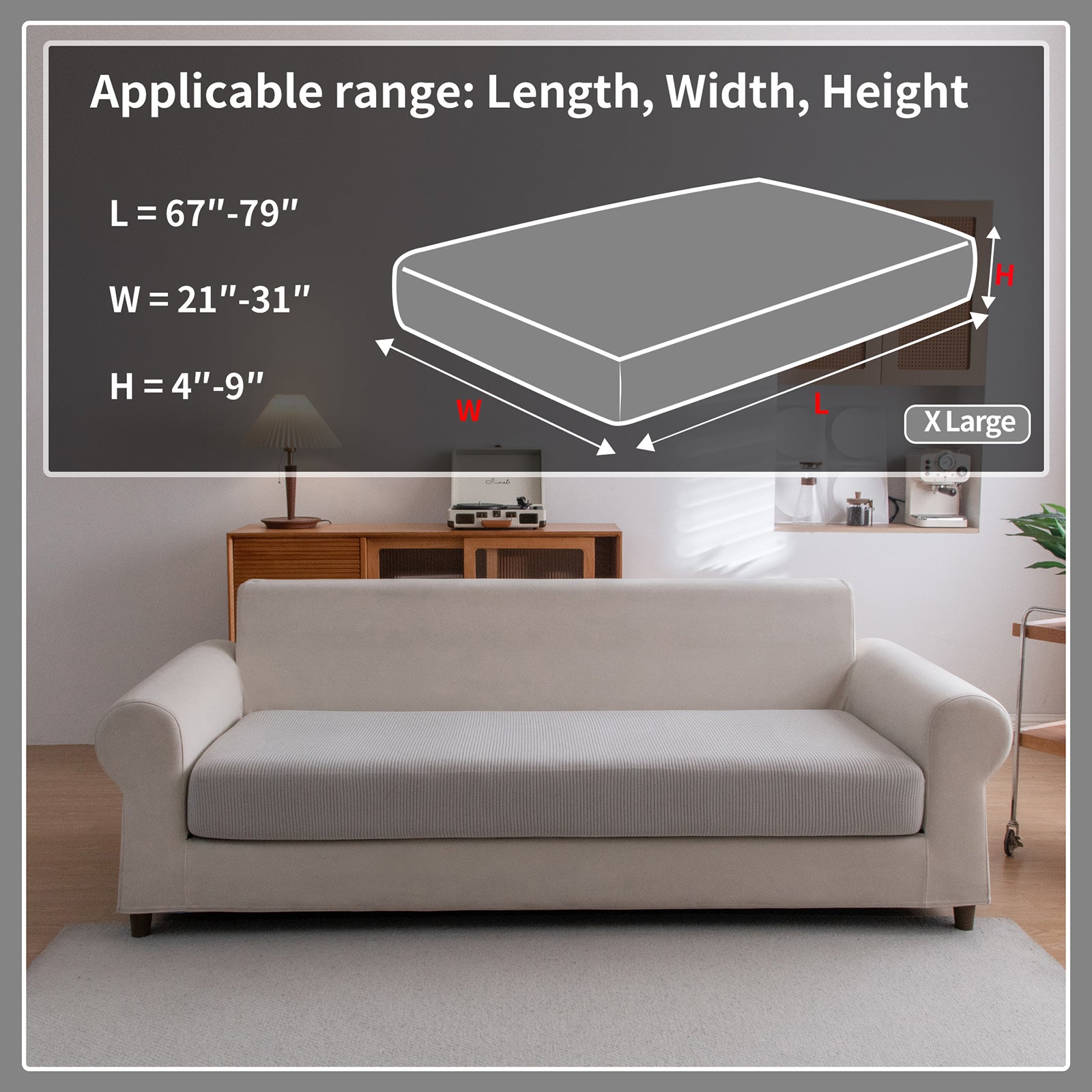 OHSIO Sectional Couch Covers, Wear Resistant Stretch Sofa Covers Washable Soft Couch Cushion Covers Anti Slip Furniture Protector Sofa Slipcovers for Pets