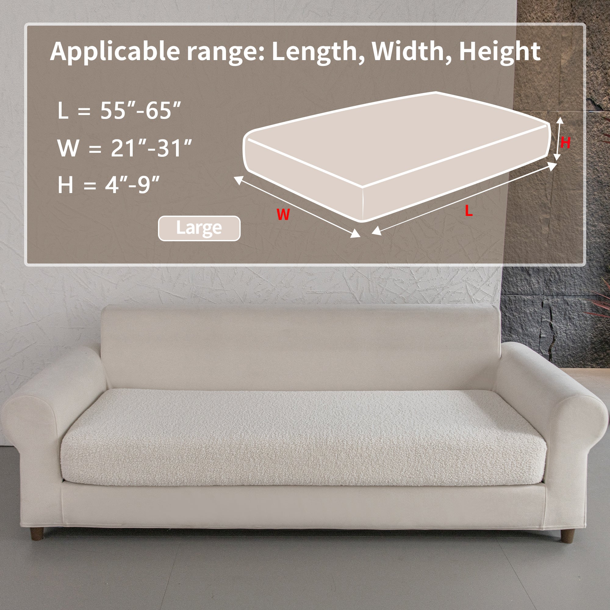 OHSIO Couch Cushion Covers for Sectional Sofa, Stretch Soft Sofa Slipcovers Washable Wear-Resistant Universal Furniture Protector for Living Room