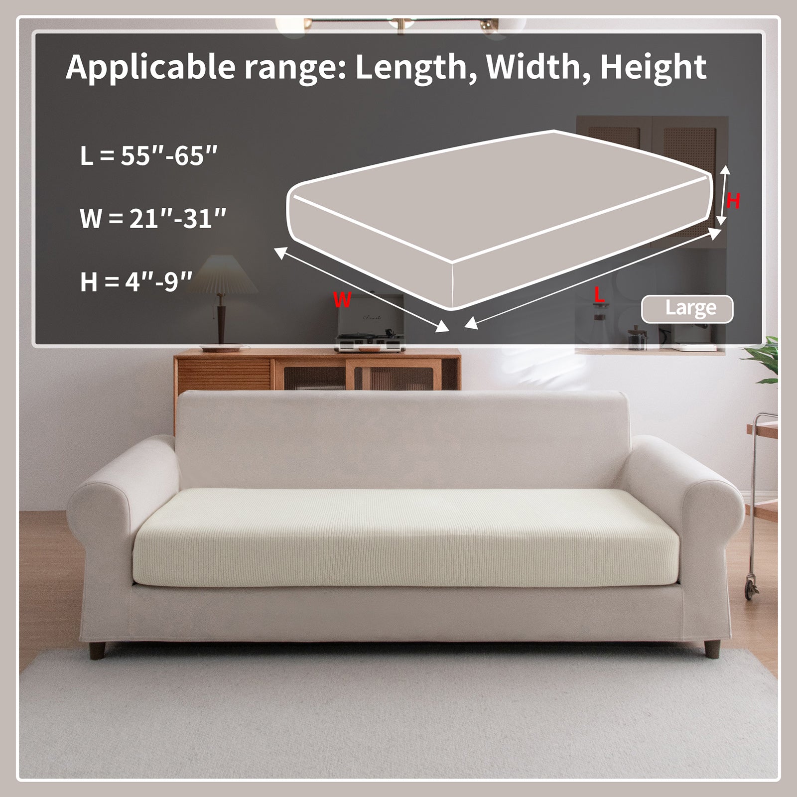 OHSIO Sectional Couch Covers, Wear Resistant Stretch Sofa Covers Washable Soft Couch Cushion Covers Anti Slip Furniture Protector Sofa Slipcovers for Pets