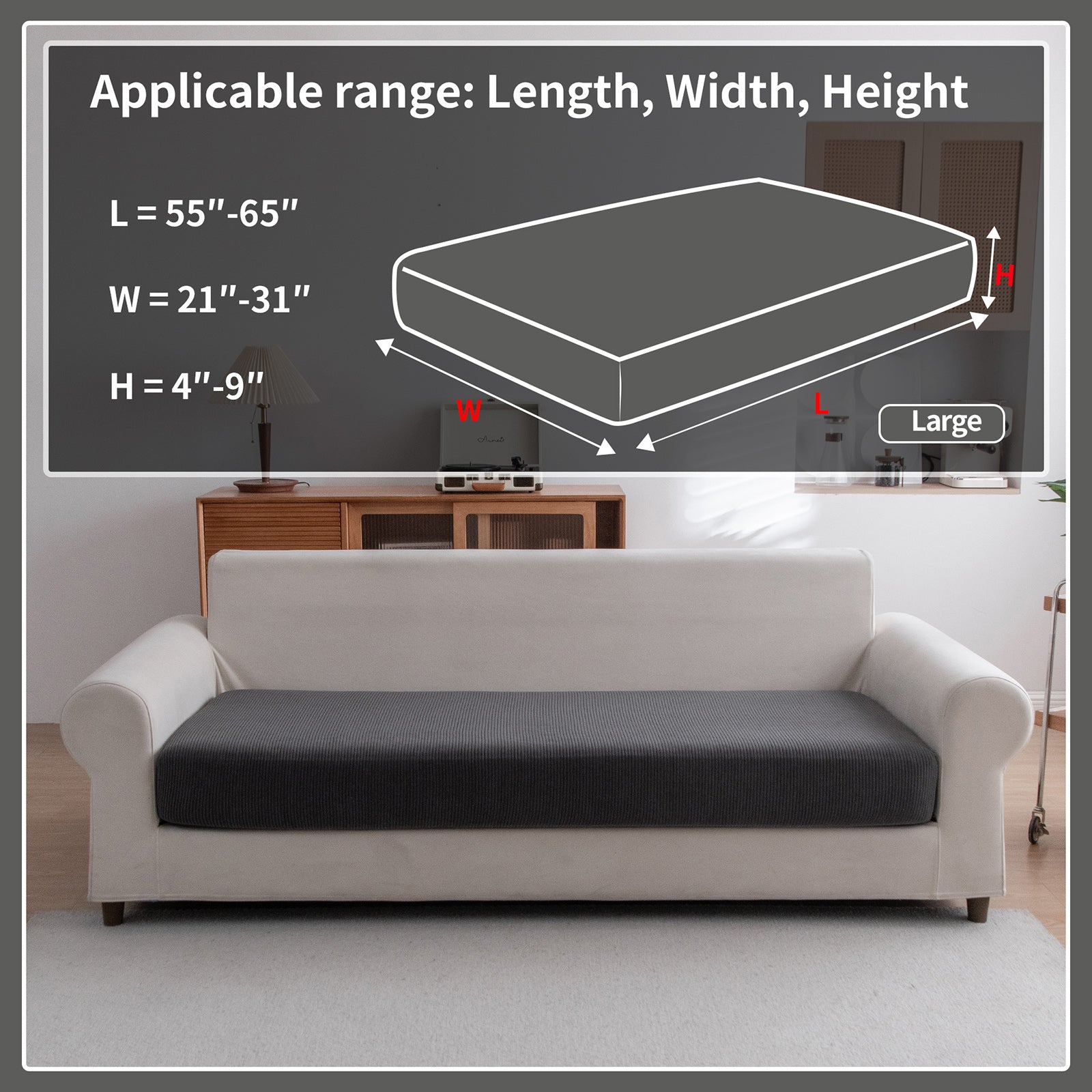 OHSIO Sectional Couch Covers, Wear Resistant Stretch Sofa Covers Washable Soft Couch Cushion Covers Anti Slip Furniture Protector Sofa Slipcovers for Pets