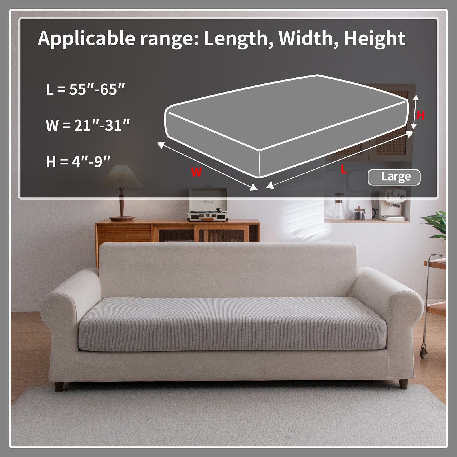 OHSIO Sectional Couch Covers, Wear Resistant Stretch Sofa Covers Washable Soft Couch Cushion Covers Anti Slip Furniture Protector Sofa Slipcovers for Pets