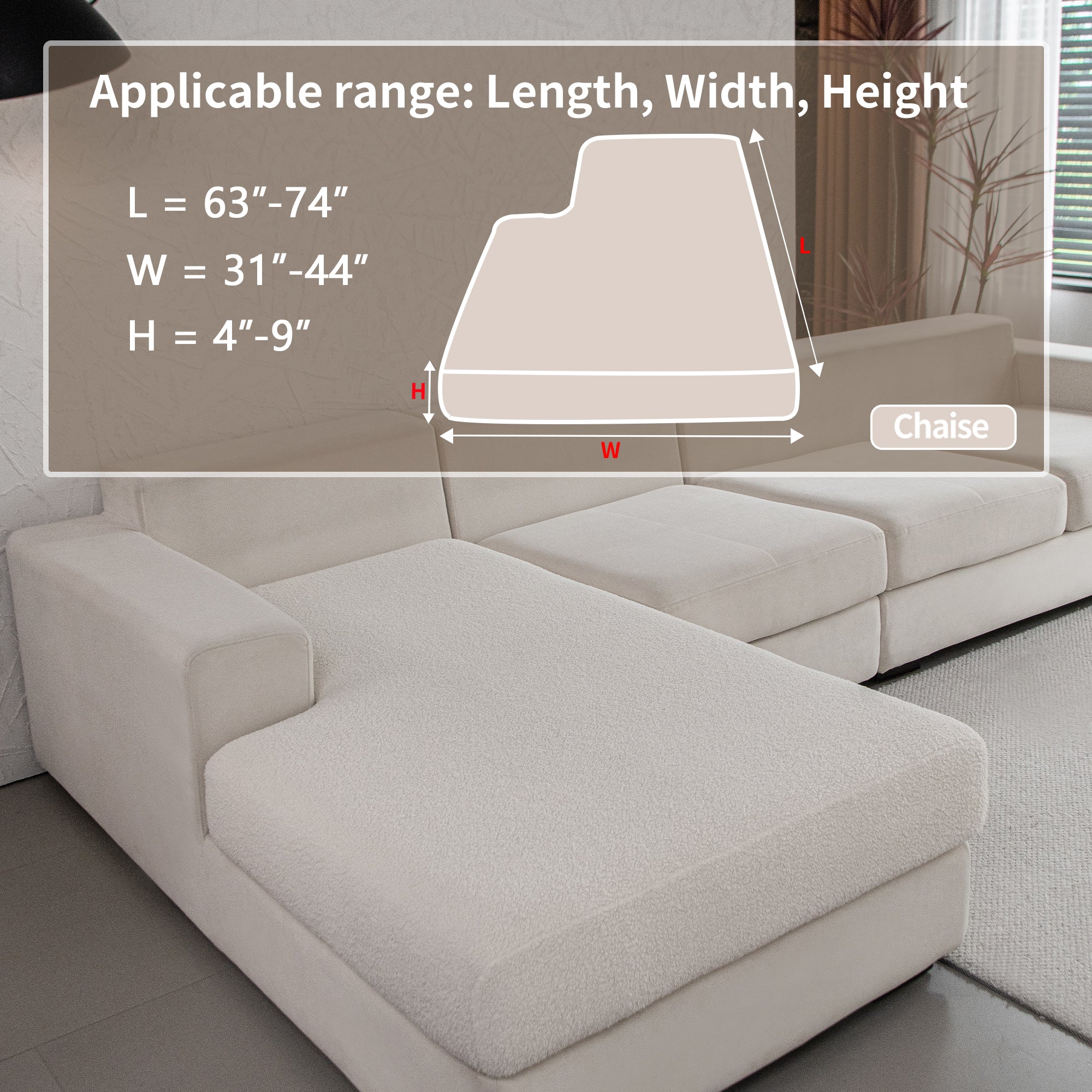 OHSIO Couch Cushion Covers for Sectional Sofa, Stretch Soft Sofa Slipcovers Washable Wear-Resistant Universal Furniture Protector for Living Room