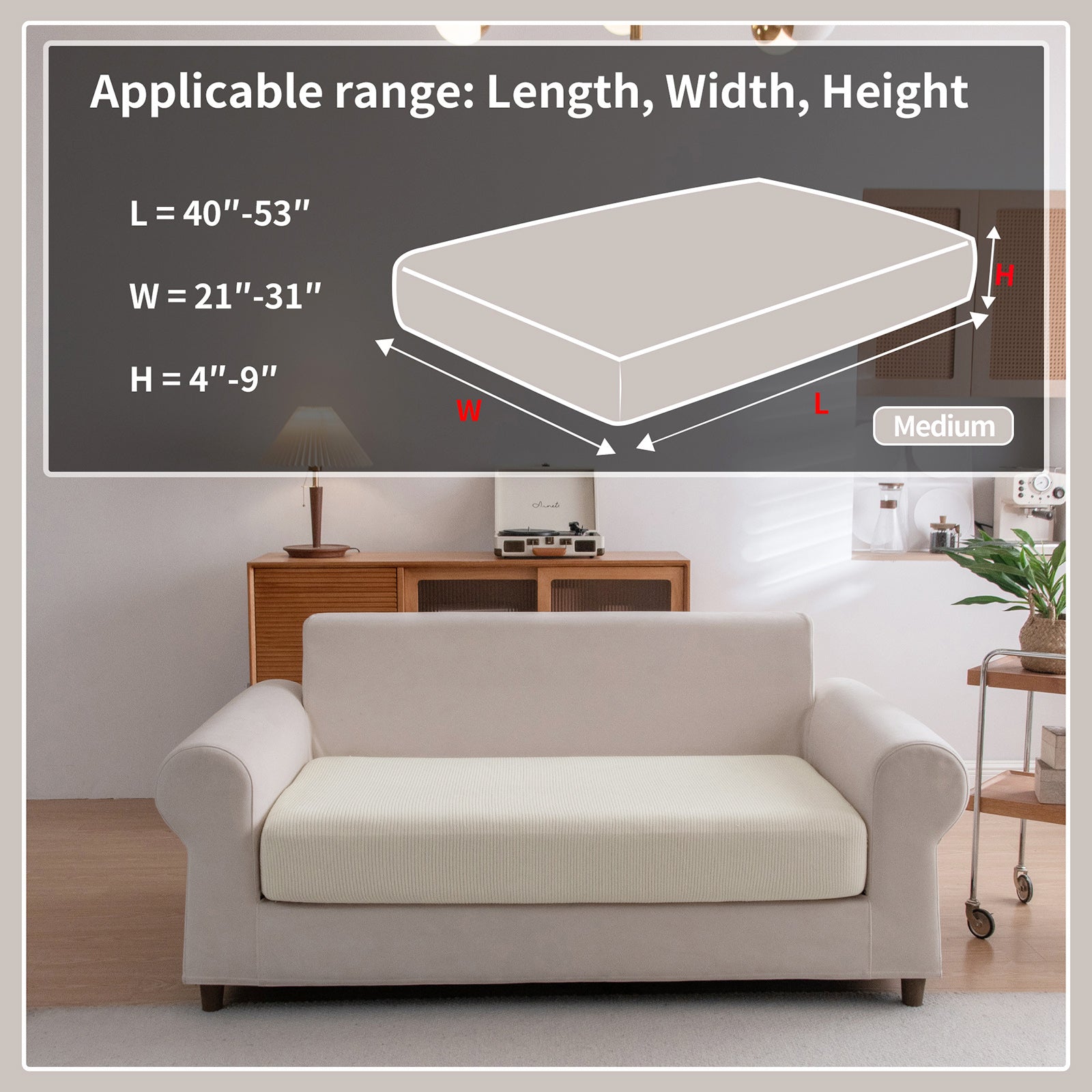 OHSIO Sectional Couch Covers, Wear Resistant Stretch Sofa Covers Washable Soft Couch Cushion Covers Anti Slip Furniture Protector Sofa Slipcovers for Pets