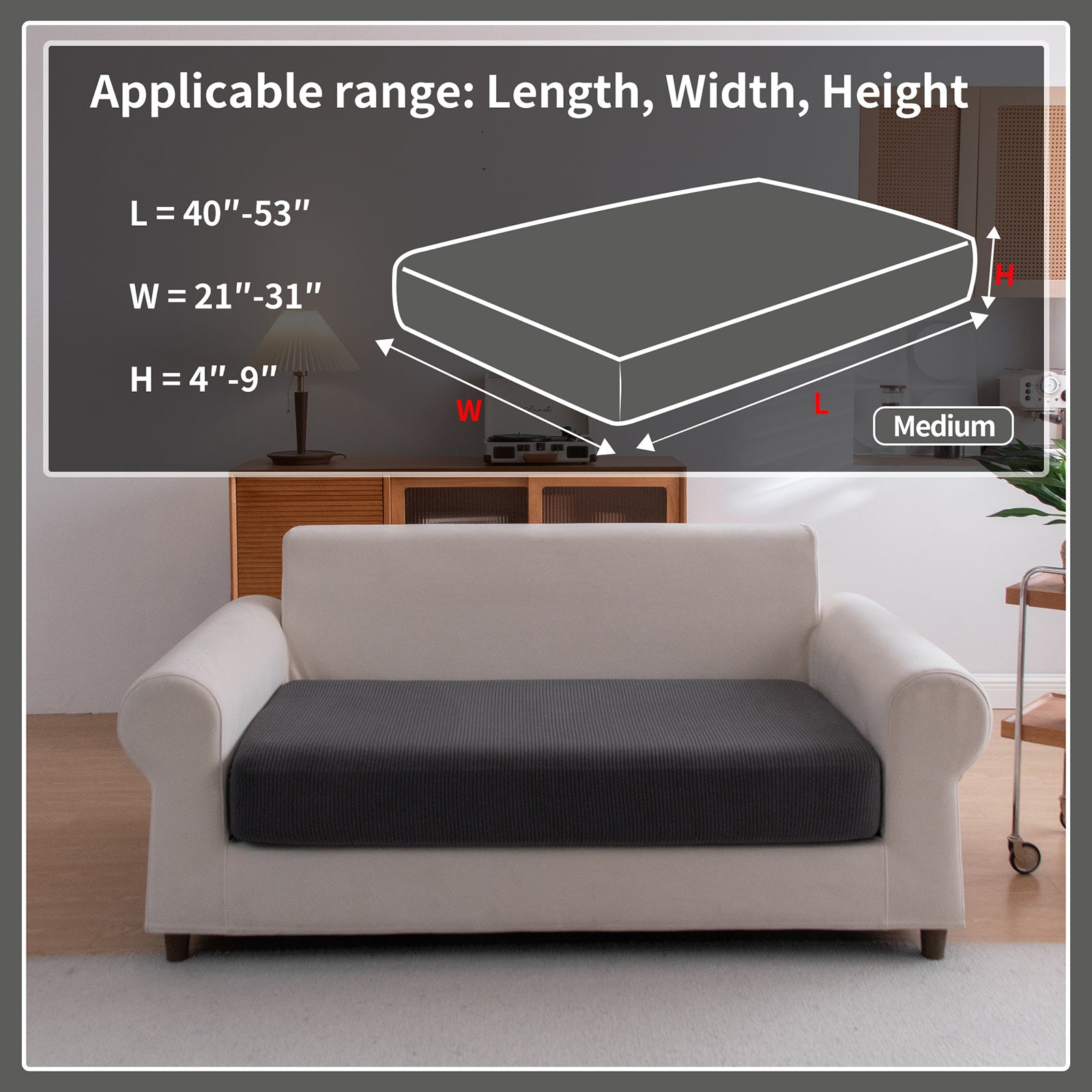 OHSIO Sectional Couch Covers, Wear Resistant Stretch Sofa Covers Washable Soft Couch Cushion Covers Anti Slip Furniture Protector Sofa Slipcovers for Pets