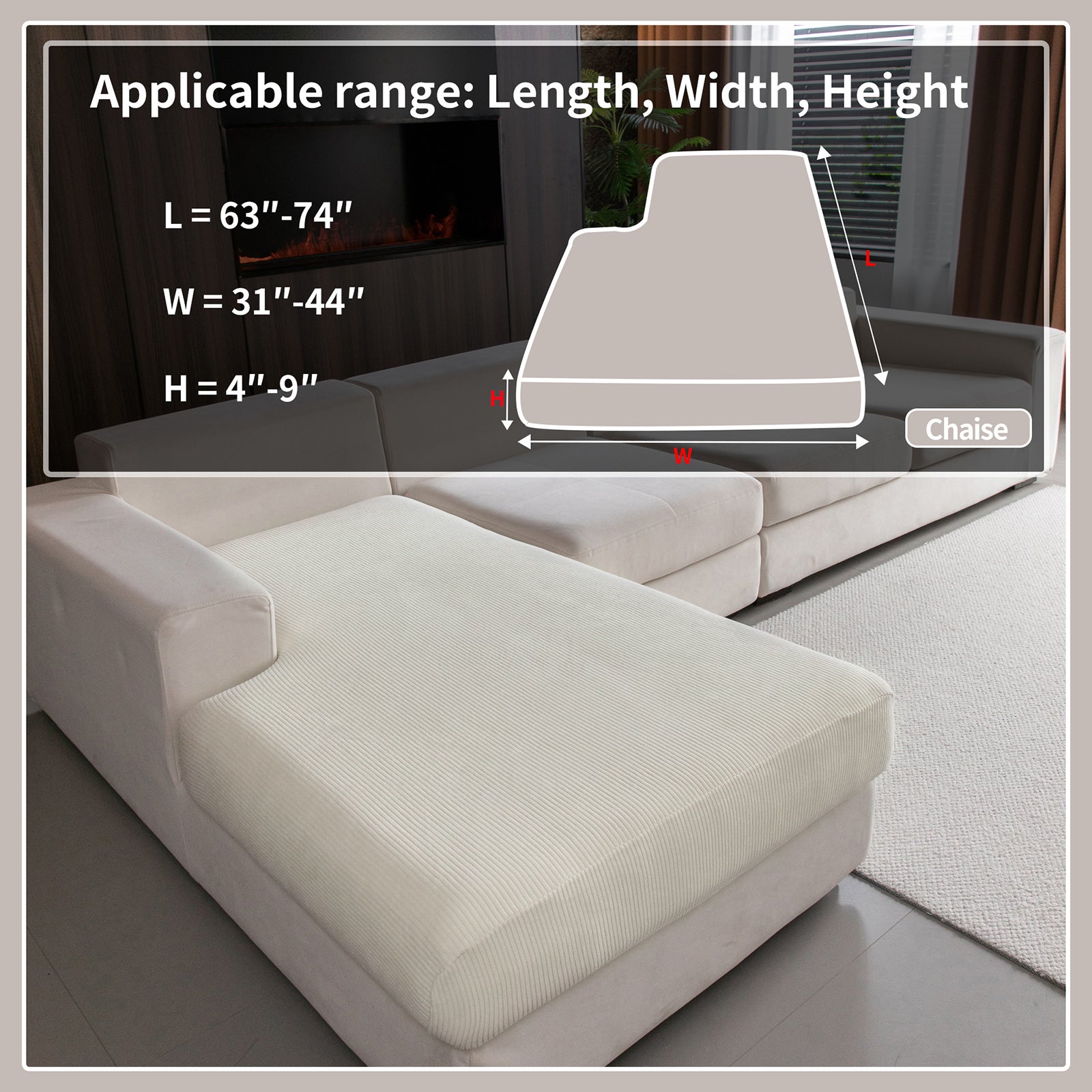 OHSIO Sectional Couch Covers, Wear Resistant Stretch Sofa Covers Washable Soft Couch Cushion Covers Anti Slip Furniture Protector Sofa Slipcovers for Pets