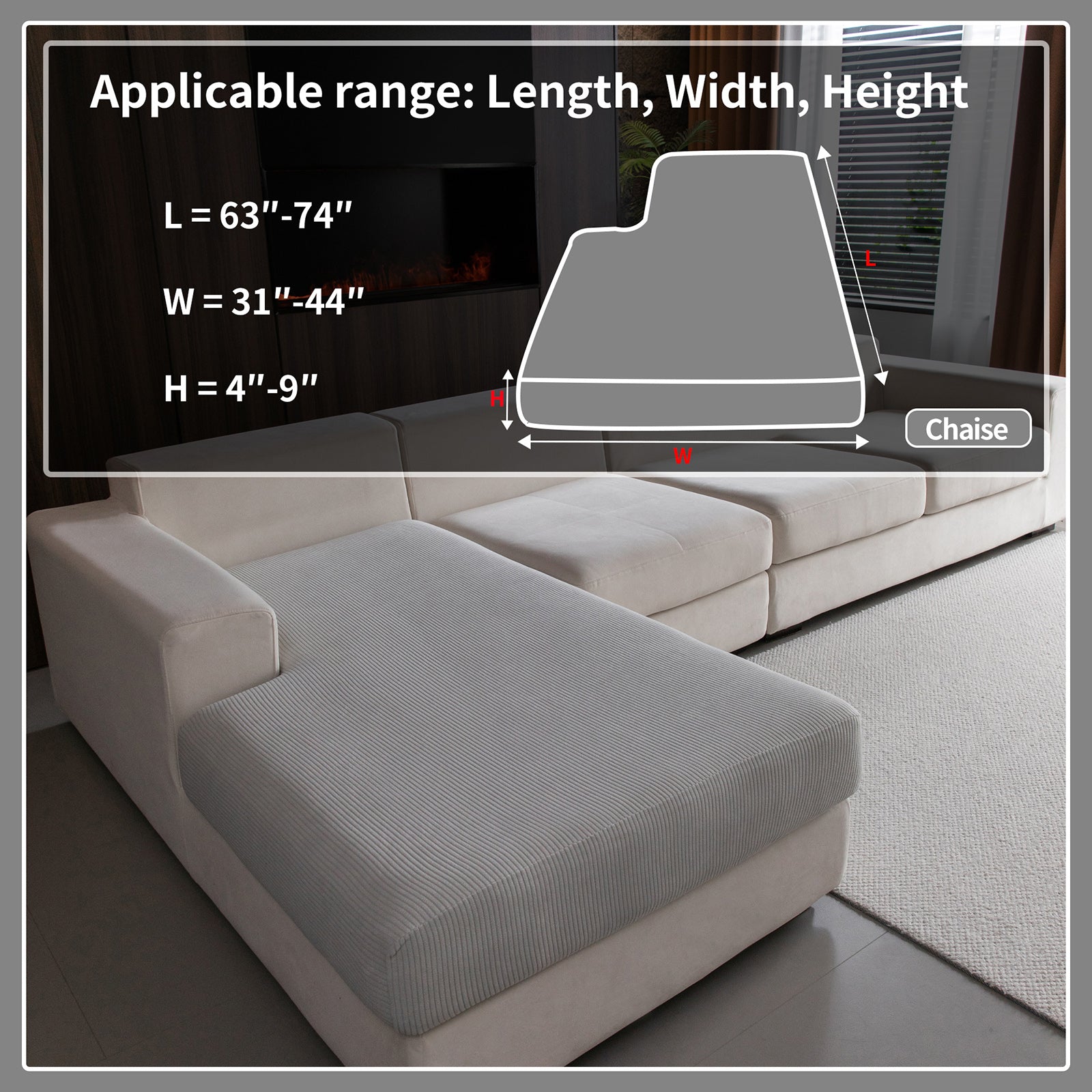 OHSIO Sectional Couch Covers, Wear Resistant Stretch Sofa Covers Washable Soft Couch Cushion Covers Anti Slip Furniture Protector Sofa Slipcovers for Pets